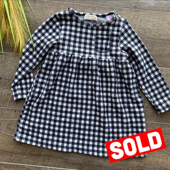 Zara Other - Zara BabyGirl Navy Blue & White Plaid Dress